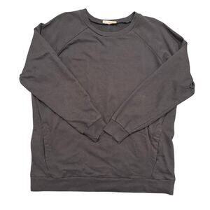 Zenana Black Crew Neck Sweatshirt Womens XL Front Pocket